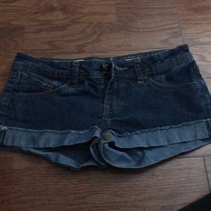 Sound check dark denim jean shorts